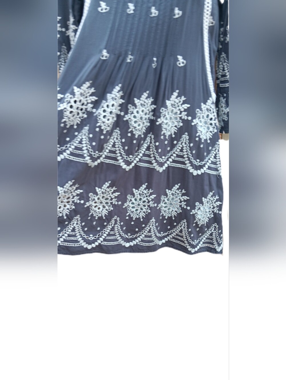 Sundance Mini Dress/Tunic Gray and White Size S - Picture 5 of 5